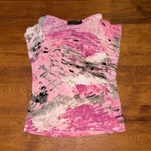 Picadilly Fashion Pink and Gray Short Sleeve Top